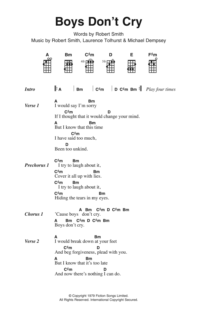 Download The Cure Boys Don't Cry Sheet Music