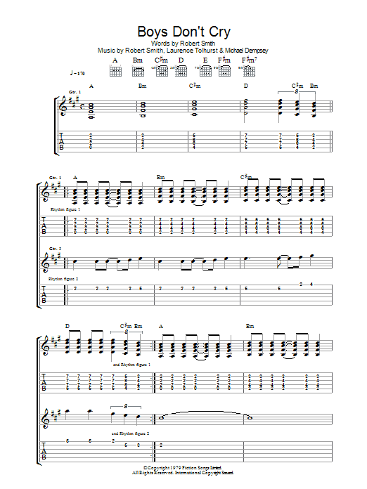 Download The Cure Boys Don't Cry Sheet Music