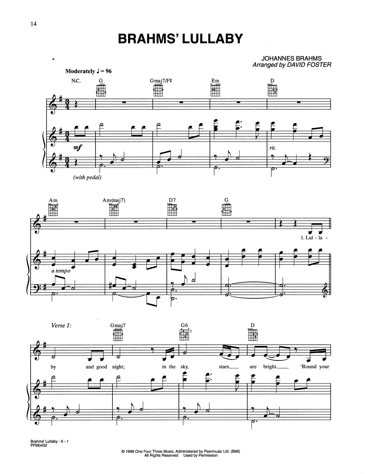 Download Celine Dion Brahm's Lullaby Sheet Music