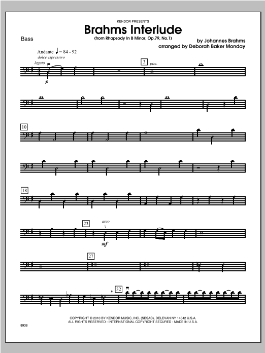 Download Monday Brahms Interlude (from Rhapsody In B Mi Sheet Music