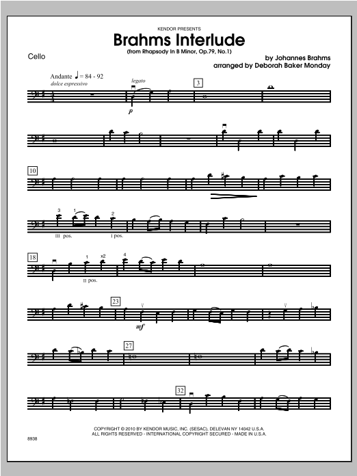 Download Monday Brahms Interlude (from Rhapsody In B Mi Sheet Music
