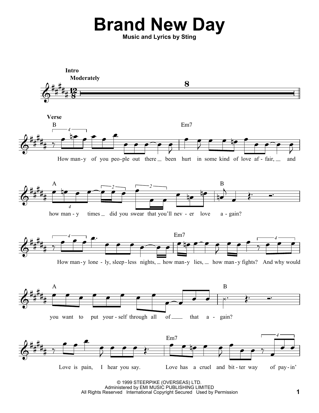 Download Sting Brand New Day Sheet Music