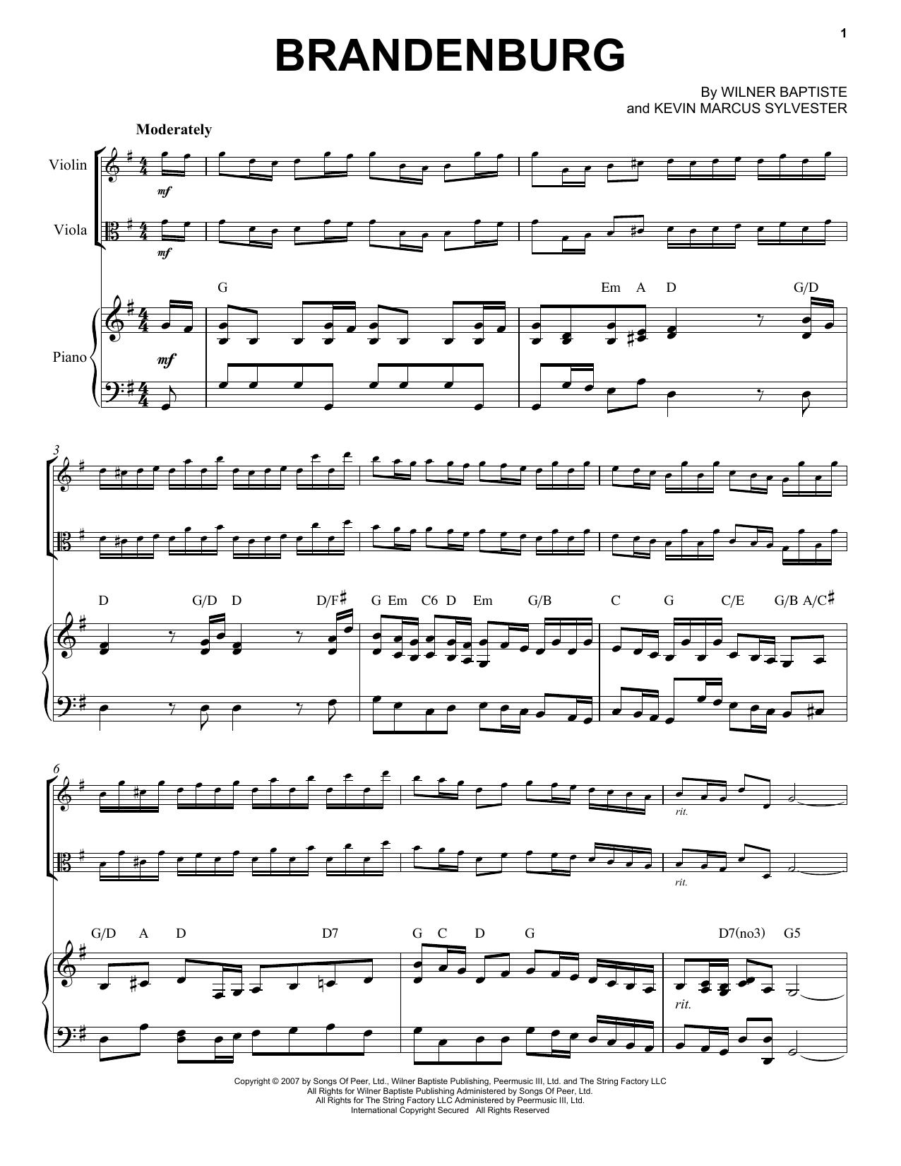 Download Black Violin Brandenburg Sheet Music