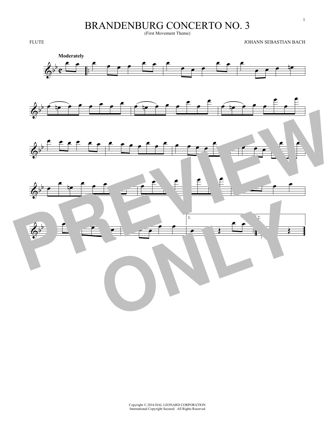 Download Johann Sebastian Bach Brandenburg Concerto No. 3 Sheet Music
