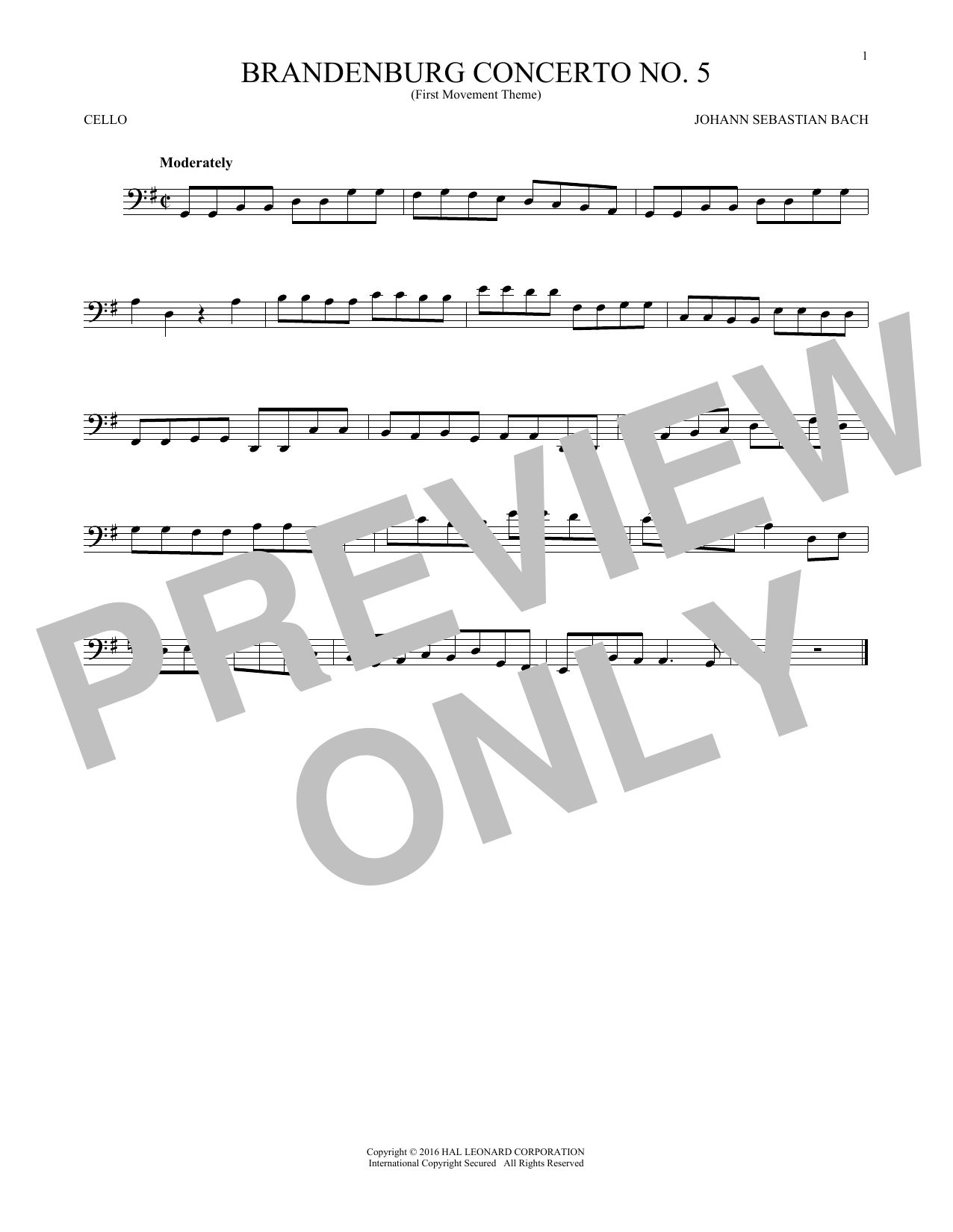Download Johann Sebastian Bach Brandenburg Concerto No. 5 Sheet Music