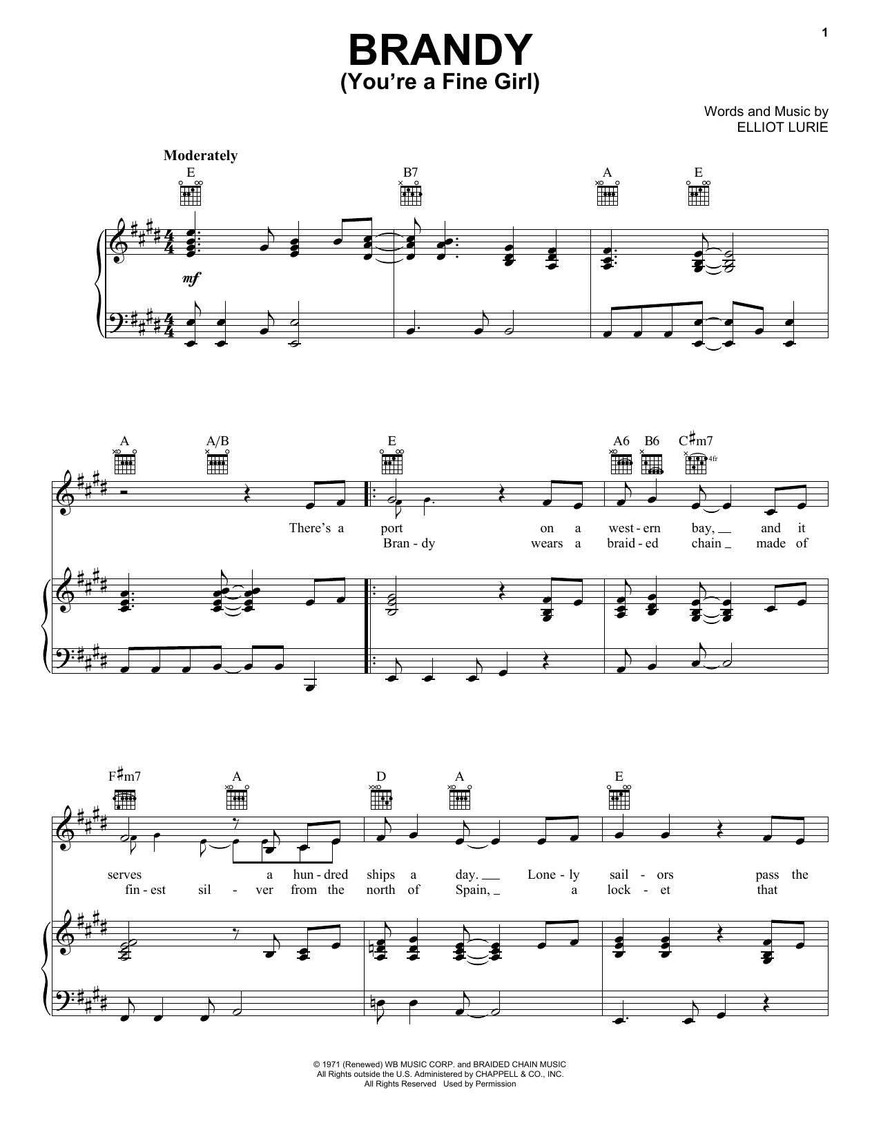 Download Looking Glass Brandy (You're A Fine Girl) Sheet Music