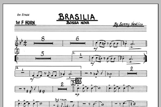 Download Sammy Nestico Brasilia - 1st F Horn Sheet Music