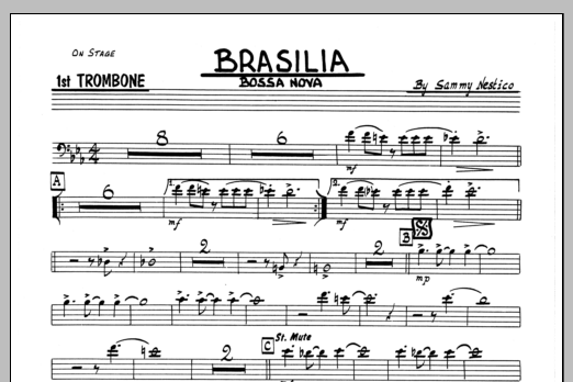 Download Sammy Nestico Brasilia - 1st Trombone Sheet Music