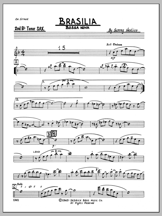 Download Sammy Nestico Brasilia - 2nd Bb Tenor Saxophone Sheet Music