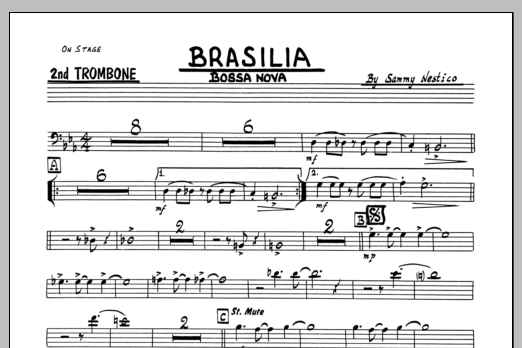 Download Sammy Nestico Brasilia - 2nd Trombone Sheet Music