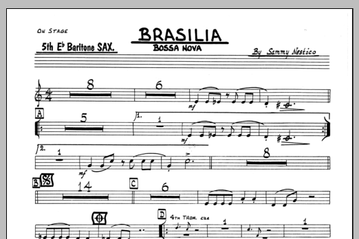 Download Sammy Nestico Brasilia - Baritone Sax Sheet Music