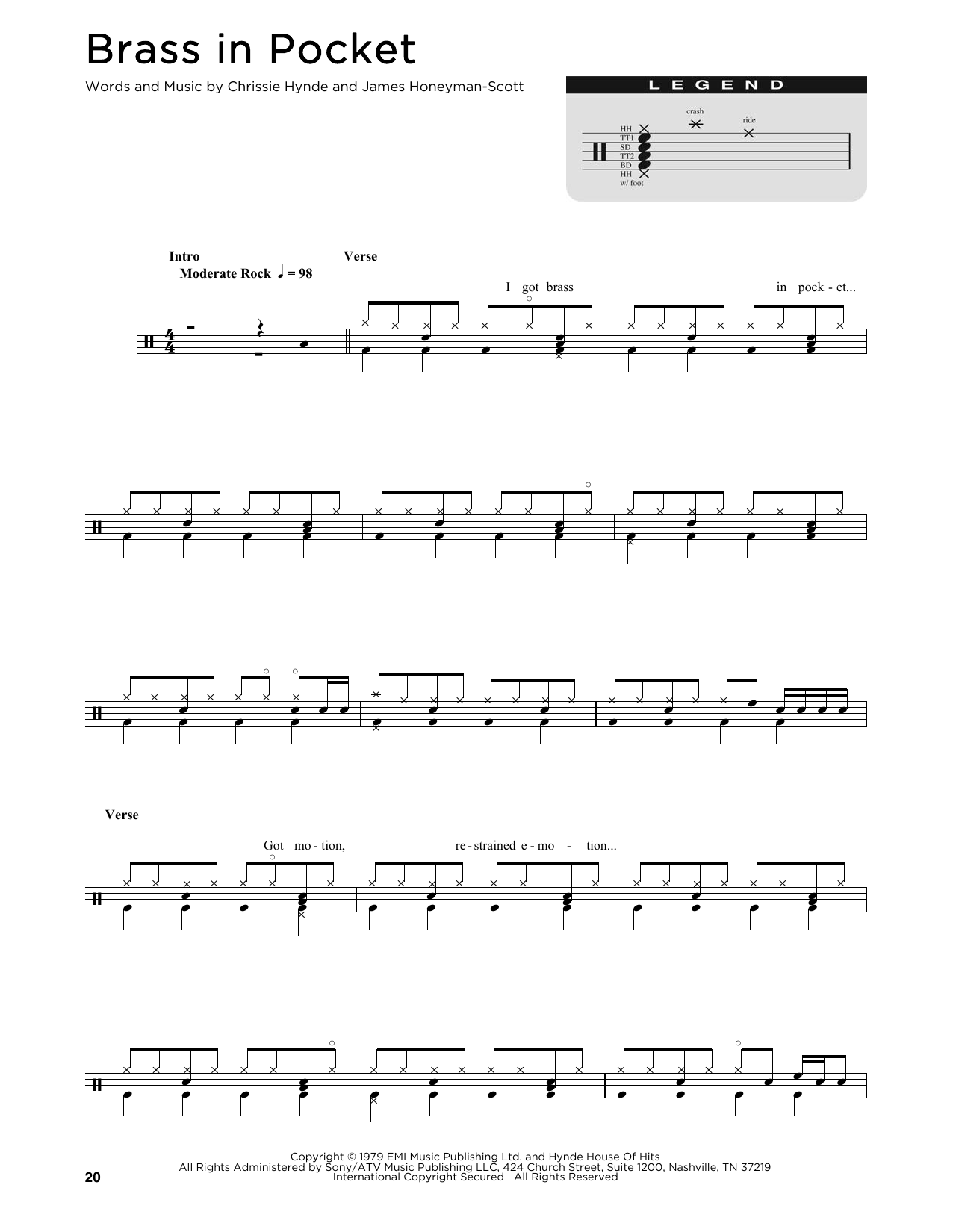 Download Pretenders Brass In Pocket Sheet Music