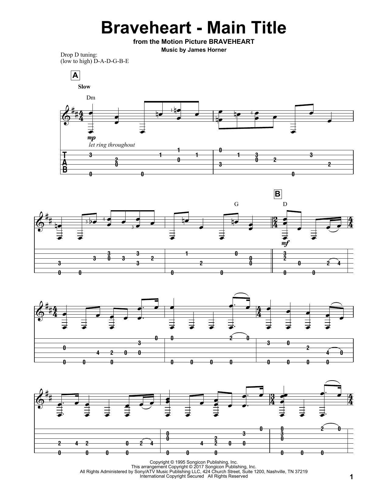 Download James Horner Braveheart - Main Title Sheet Music