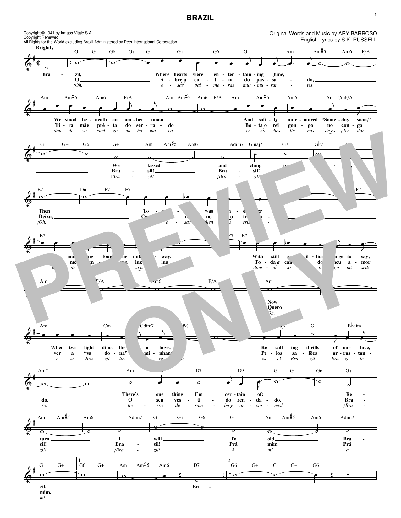 Download The Ritchie Family Brazil Sheet Music