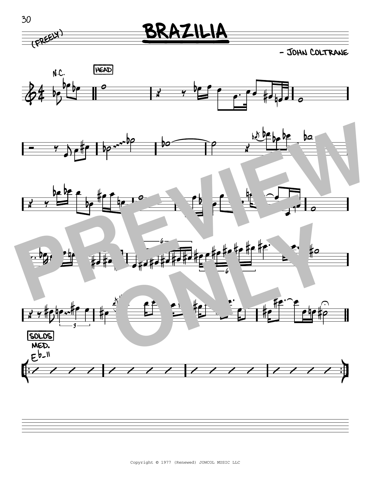 Download John Coltrane Brazilia Sheet Music