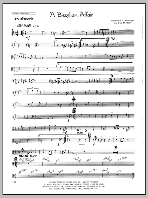 Download Bob Mintzer Brazilian Affair - 4th Bb Trumpet Sheet Music