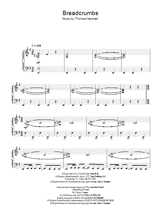 Download Thomas Newman Breadcrumbs (from James Bond Skyfall) Sheet Music