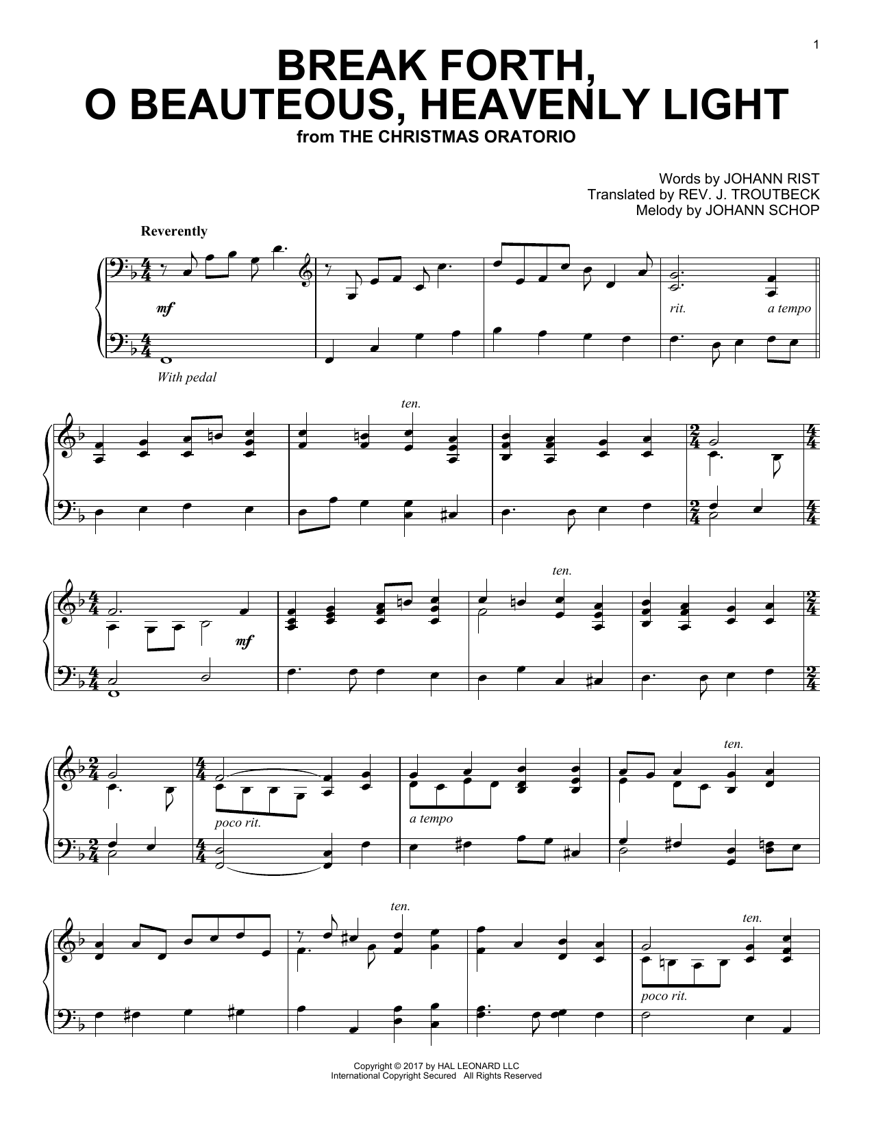 Download Johann Sebastian Bach Break Forth, O Beauteous, Heavenly Ligh Sheet Music