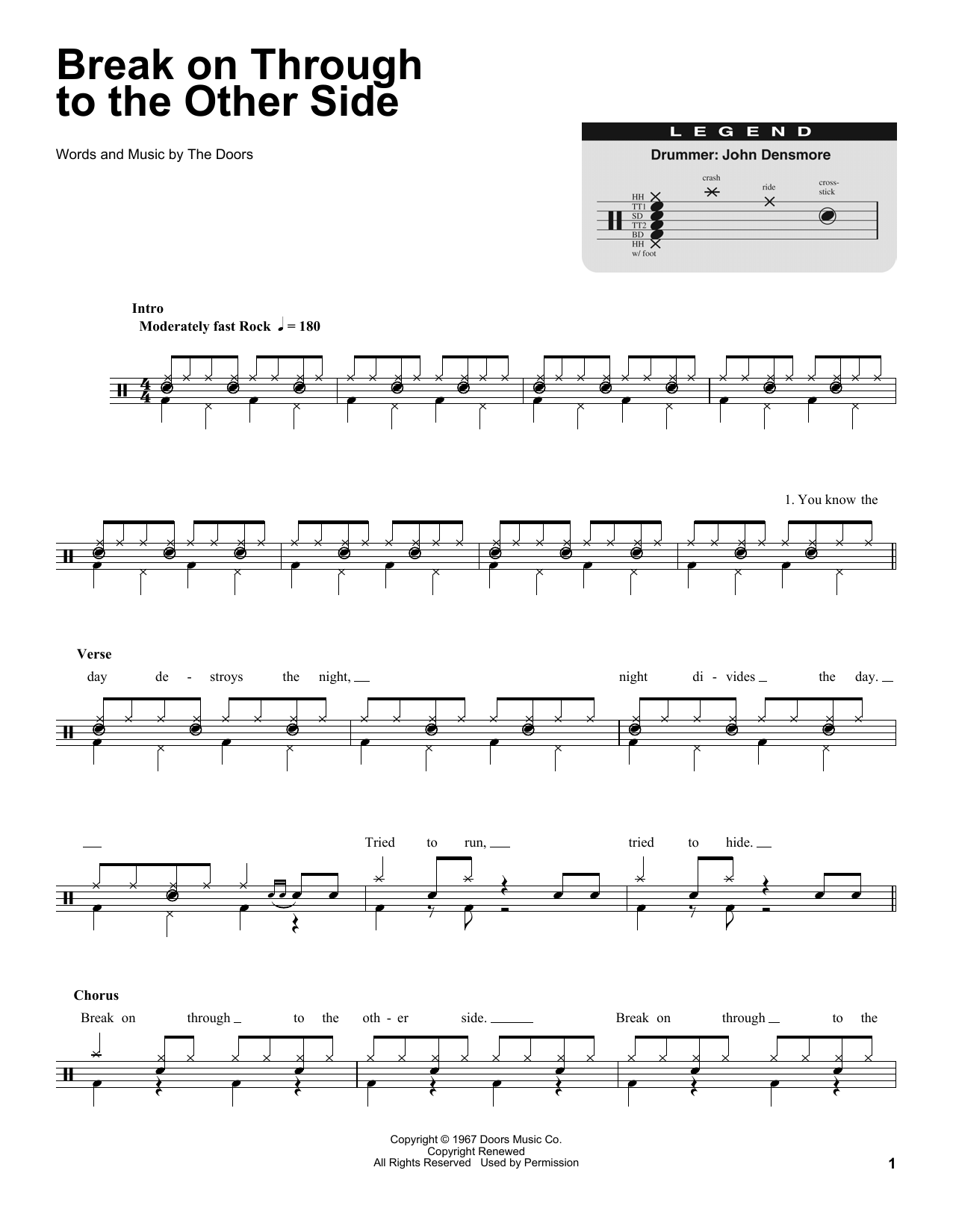 Download The Doors Break On Through To The Other Side Sheet Music