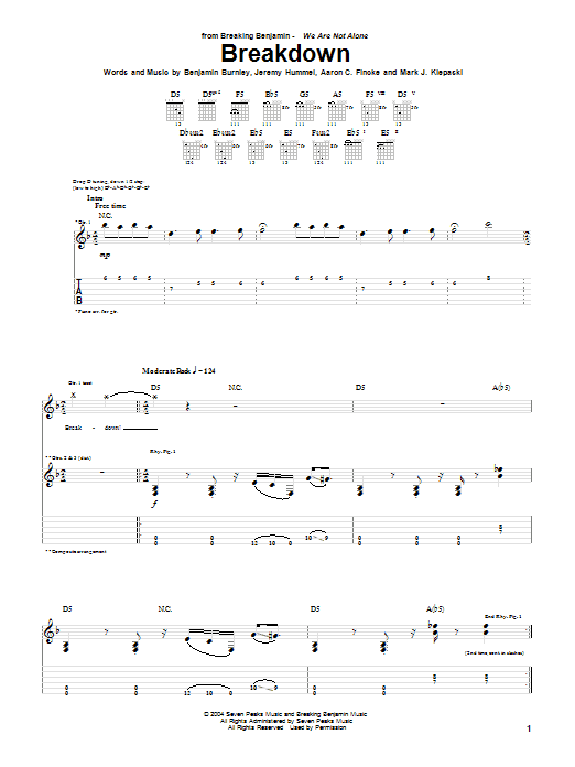 Breaking Benjamin Breakdown sheet music notes printable PDF score