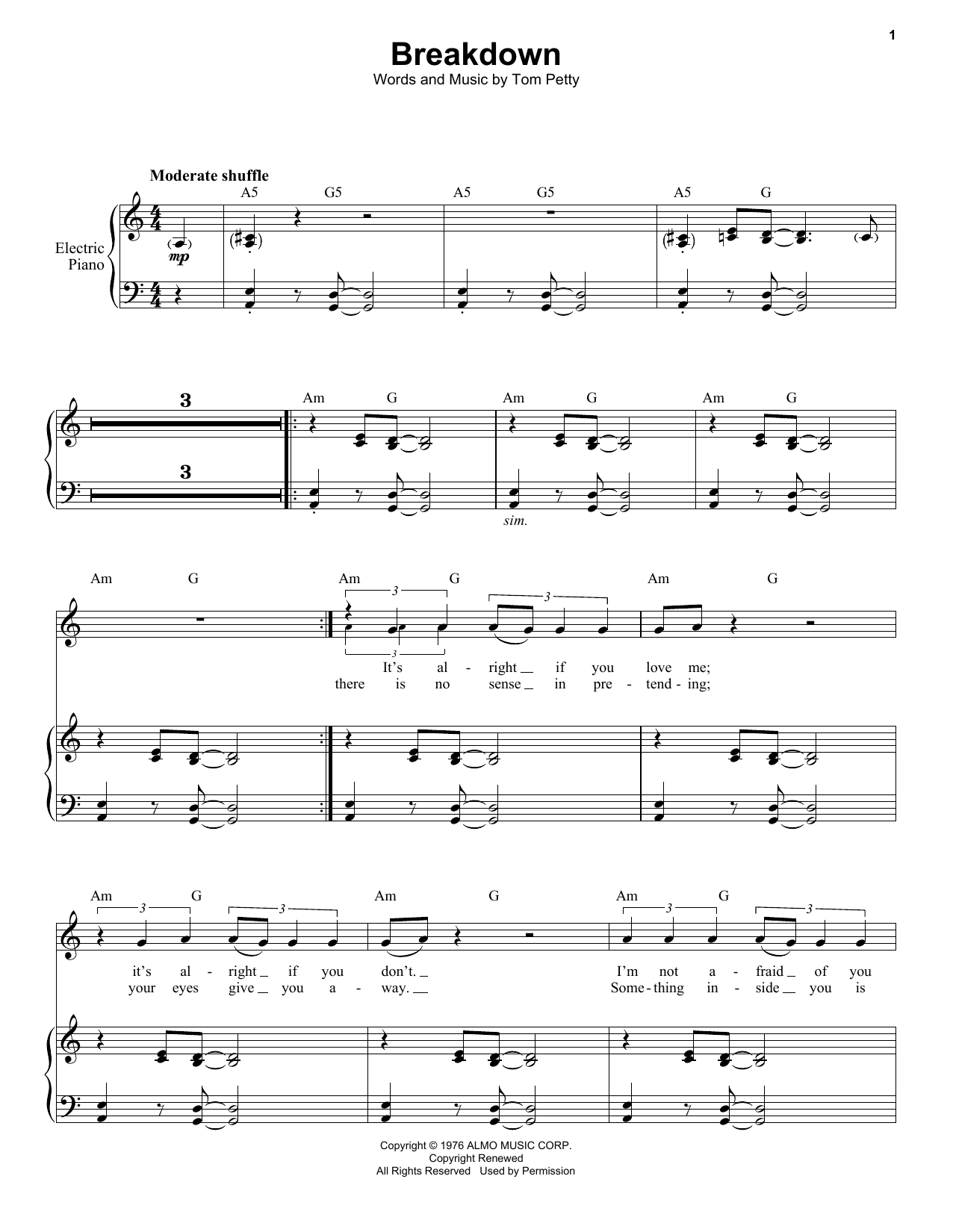 Download Tom Petty And The Heartbreakers Breakdown Sheet Music