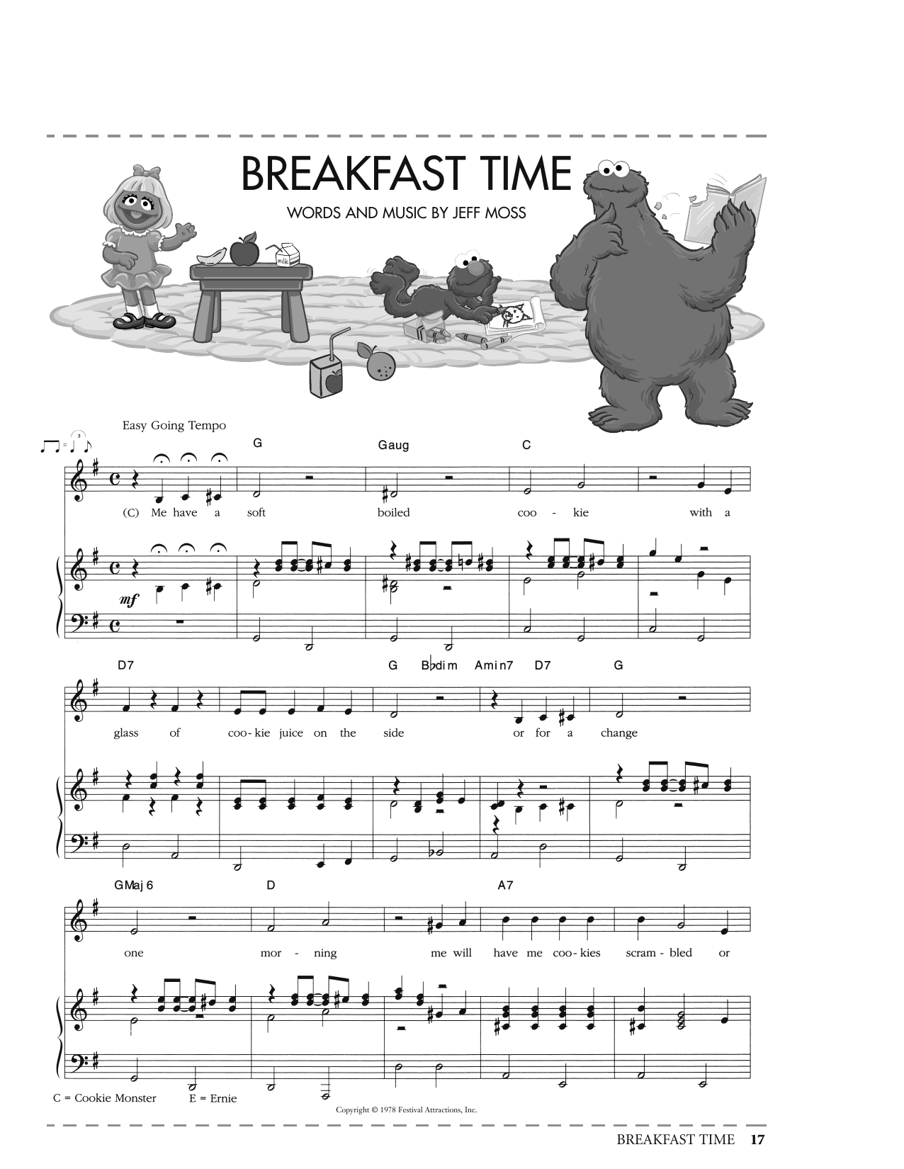 Jeff Moss Breakfast Time (from Sesame Street) sheet music notes printable PDF score