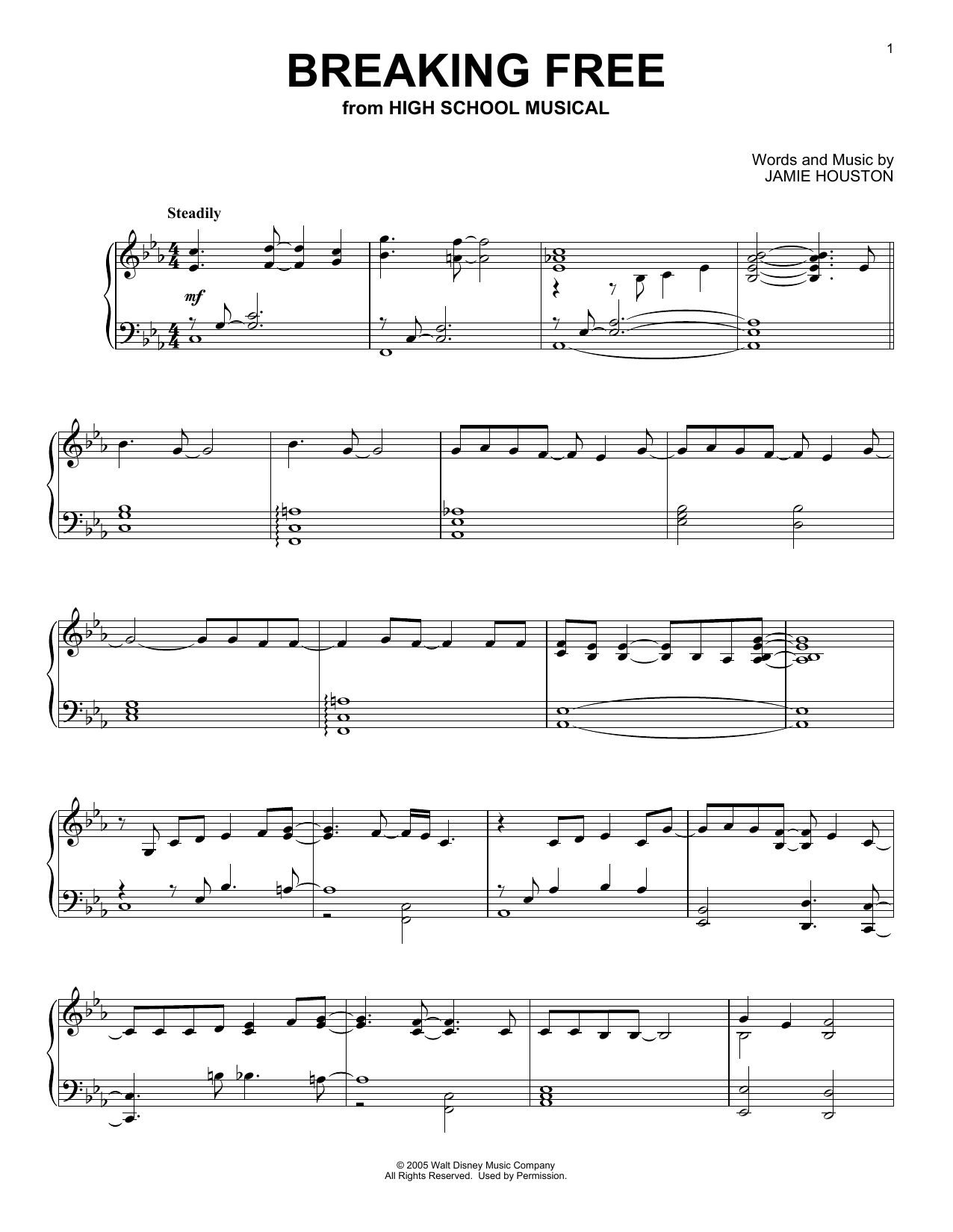 Download Zac Efron & Vanessa Hudgens Breaking Free (from High School Musical Sheet Music