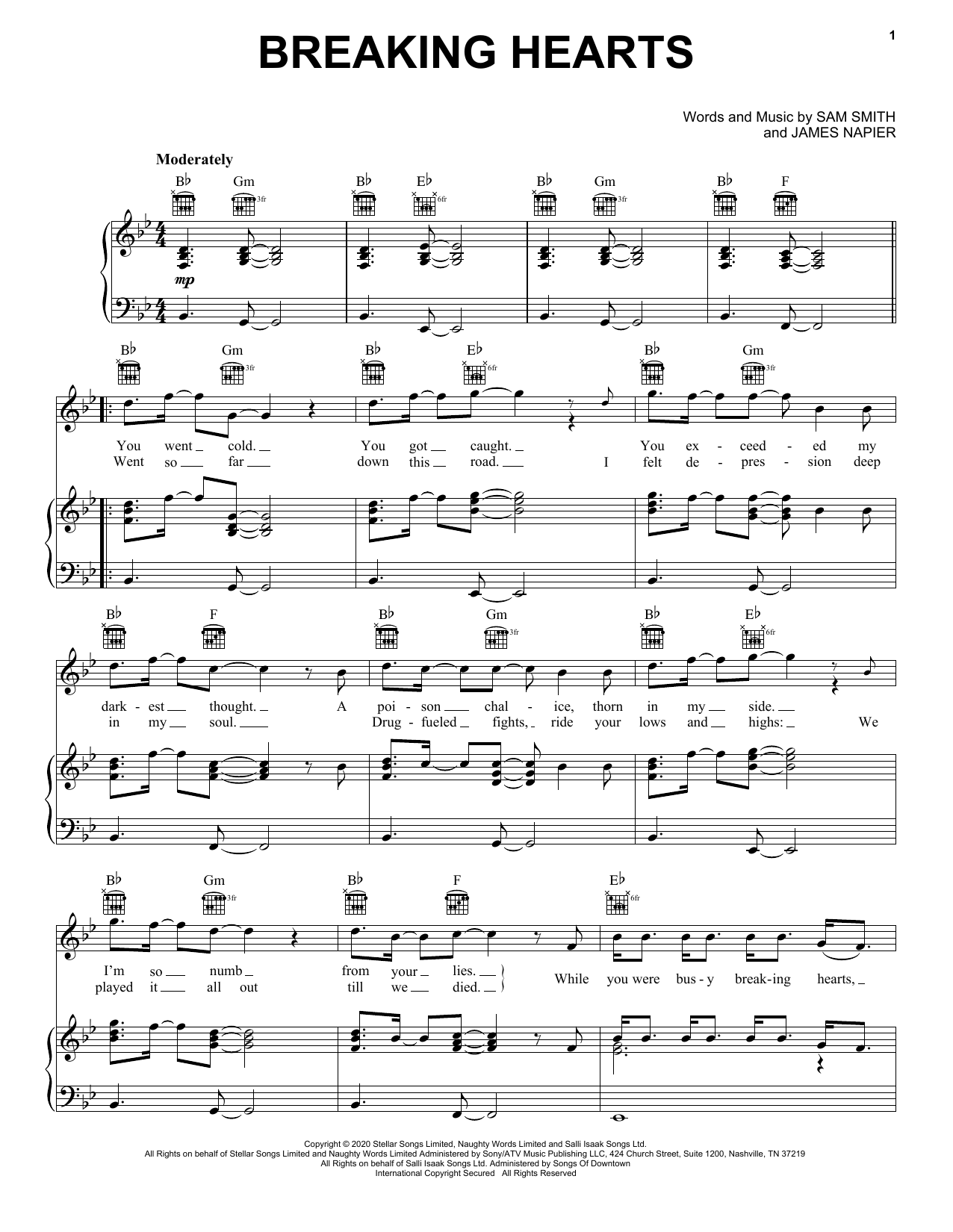 Download Sam Smith Breaking Hearts Sheet Music