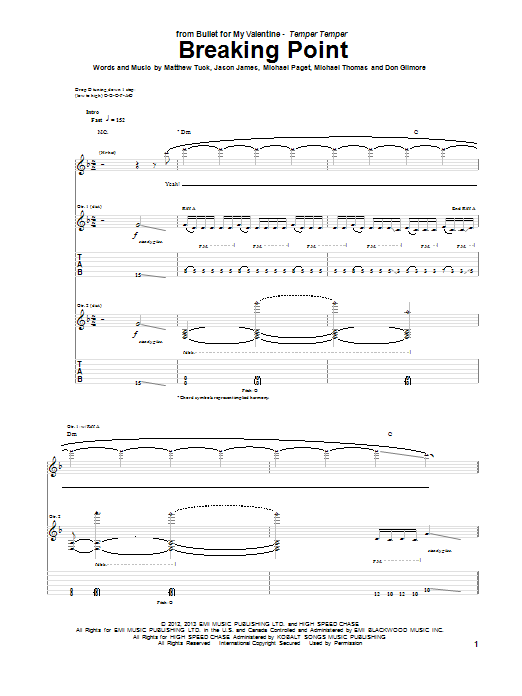 Download Bullet for My Valentine Breaking Point Sheet Music