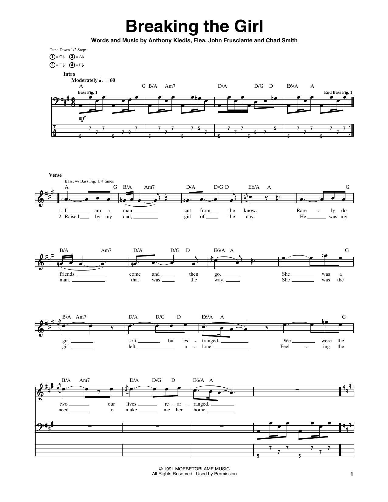 Download Red Hot Chili Peppers Breaking The Girl Sheet Music