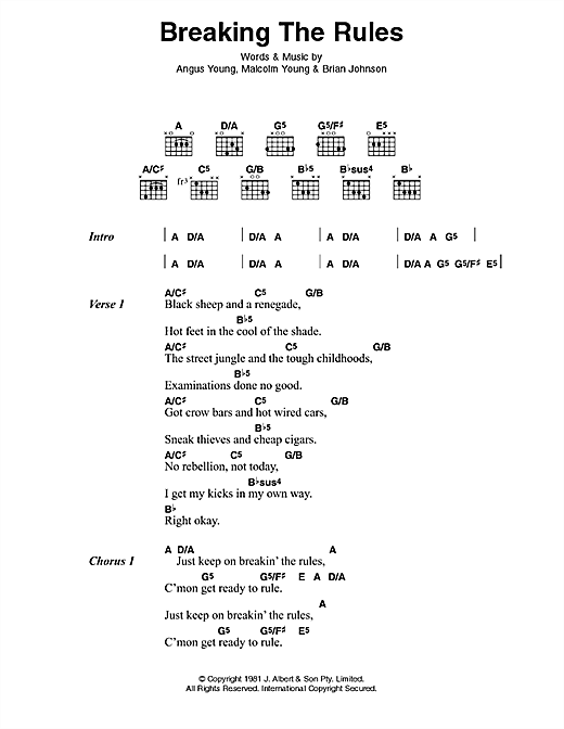 Download AC/DC Breaking The Rules Sheet Music