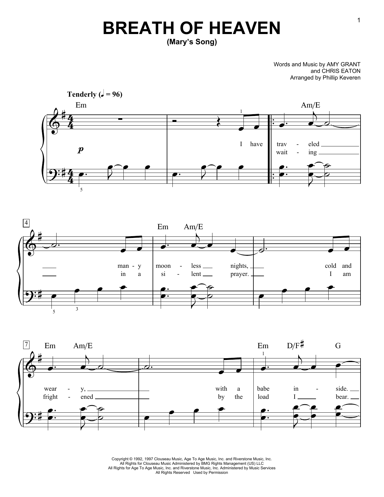 Download Amy Grant Breath Of Heaven (Mary's Song) (arr. Ph Sheet Music