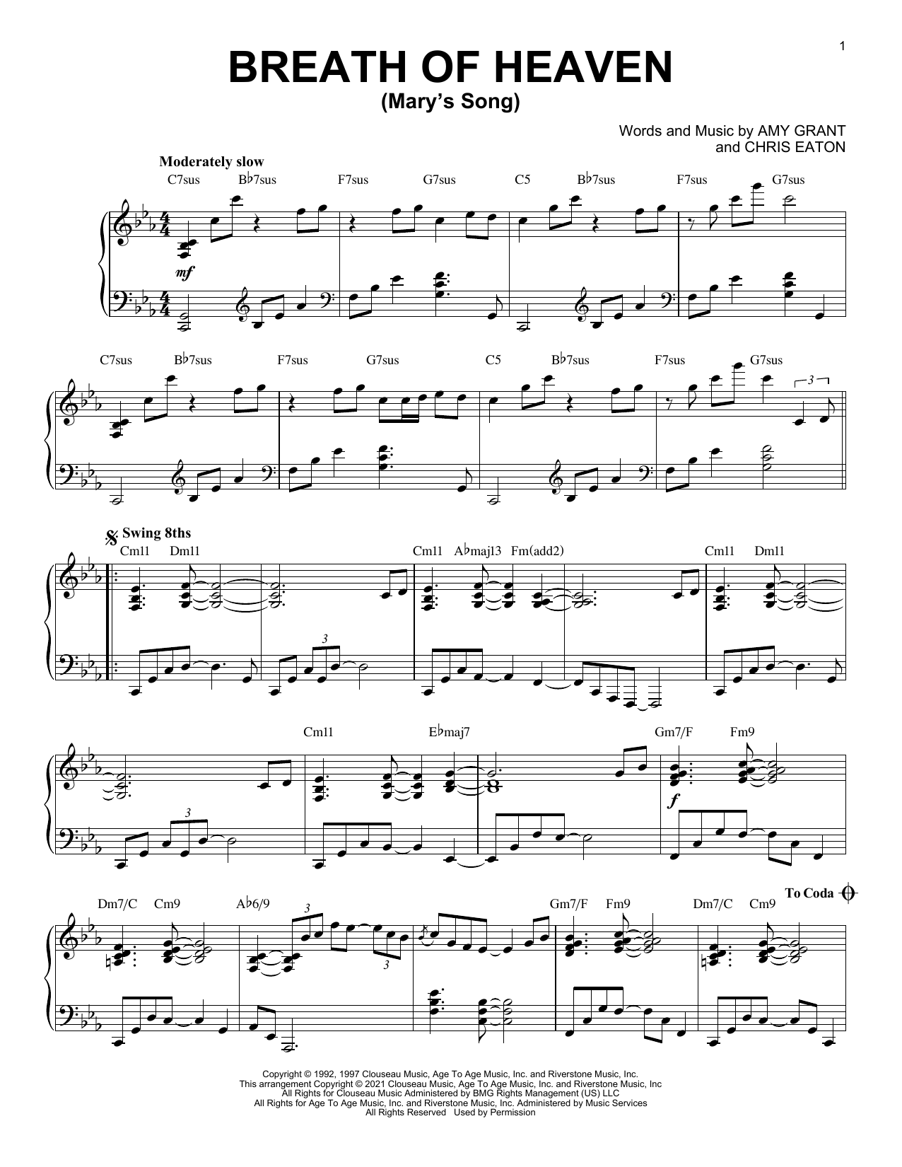 Download Amy Grant Breath Of Heaven (Mary's Song) [Jazz ve Sheet Music