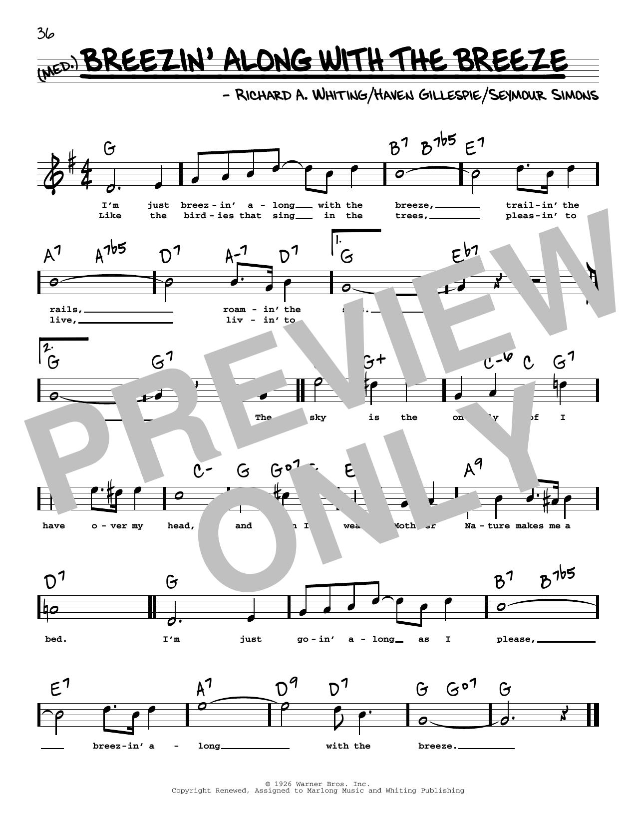 Download Haven Gillespie Breezin' Along With The Breeze (High Vo Sheet Music