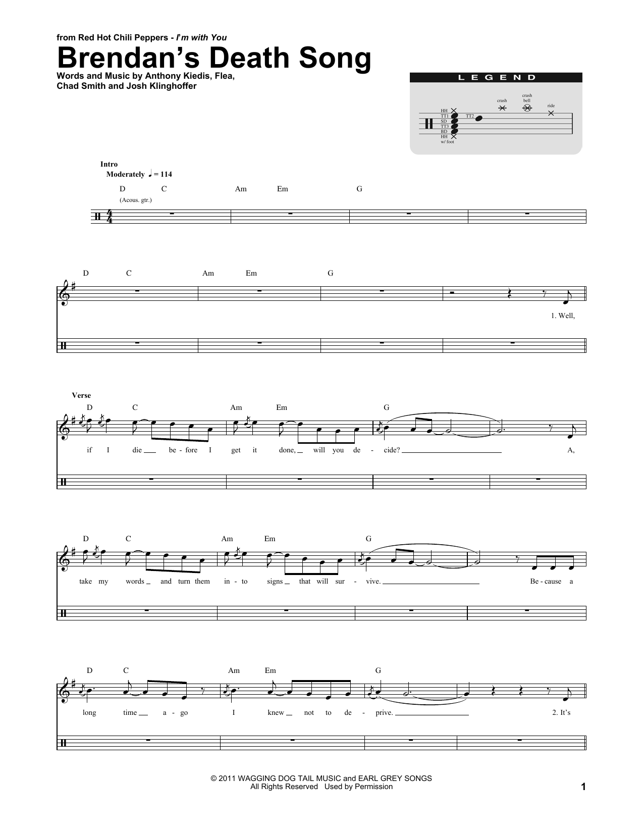 Download Red Hot Chili Peppers Brendan's Death Song Sheet Music