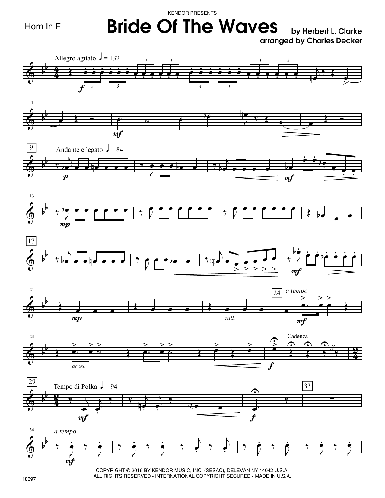 Download Decker Bride Of The Waves - Horn in F Sheet Music