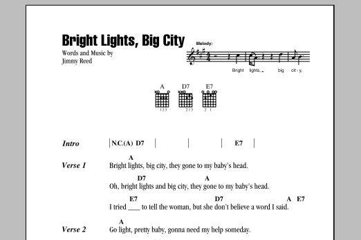 Download Jimmy Reed Bright Lights, Big City Sheet Music