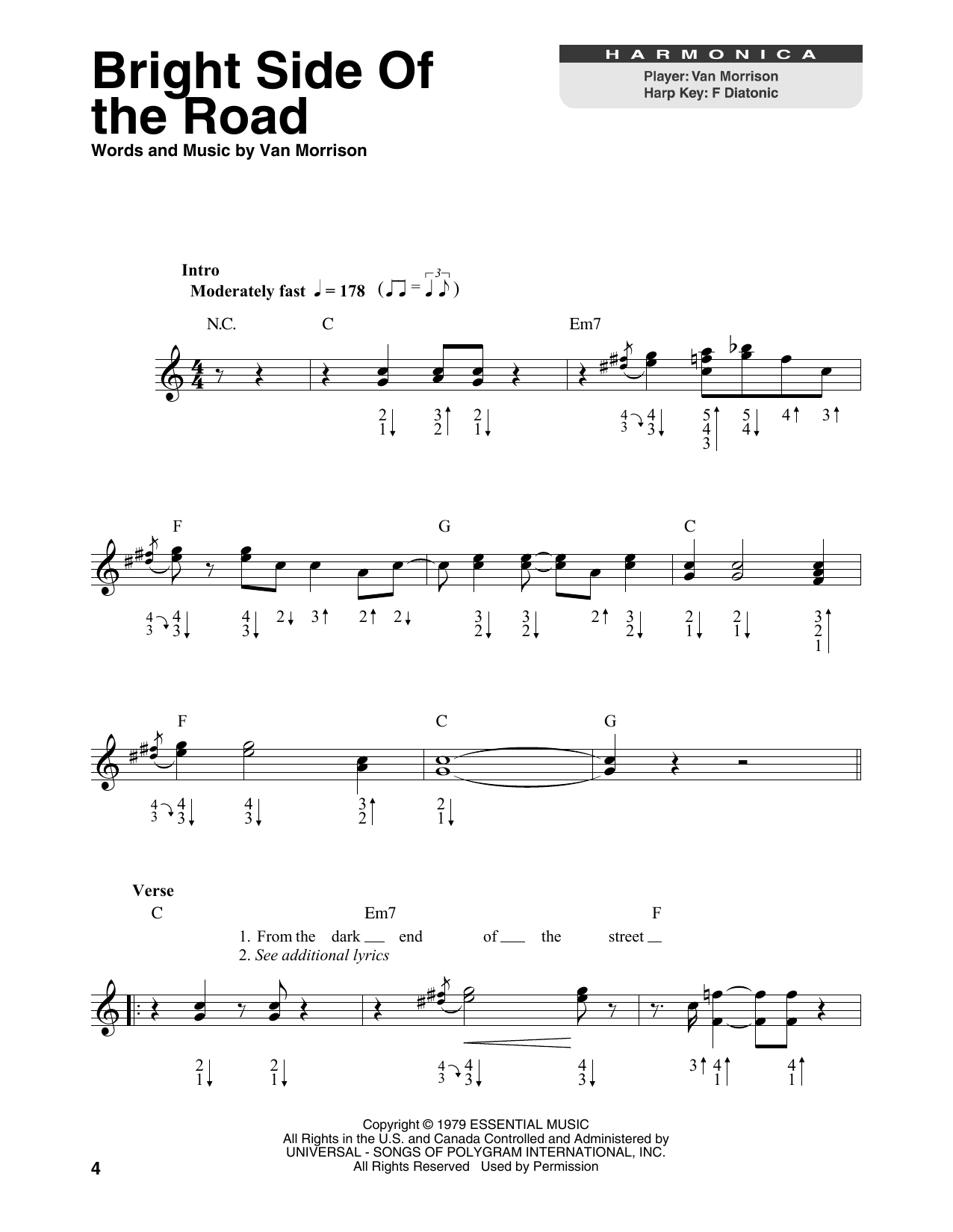 Van Morrison Bright Side Of The Road sheet music notes printable PDF score