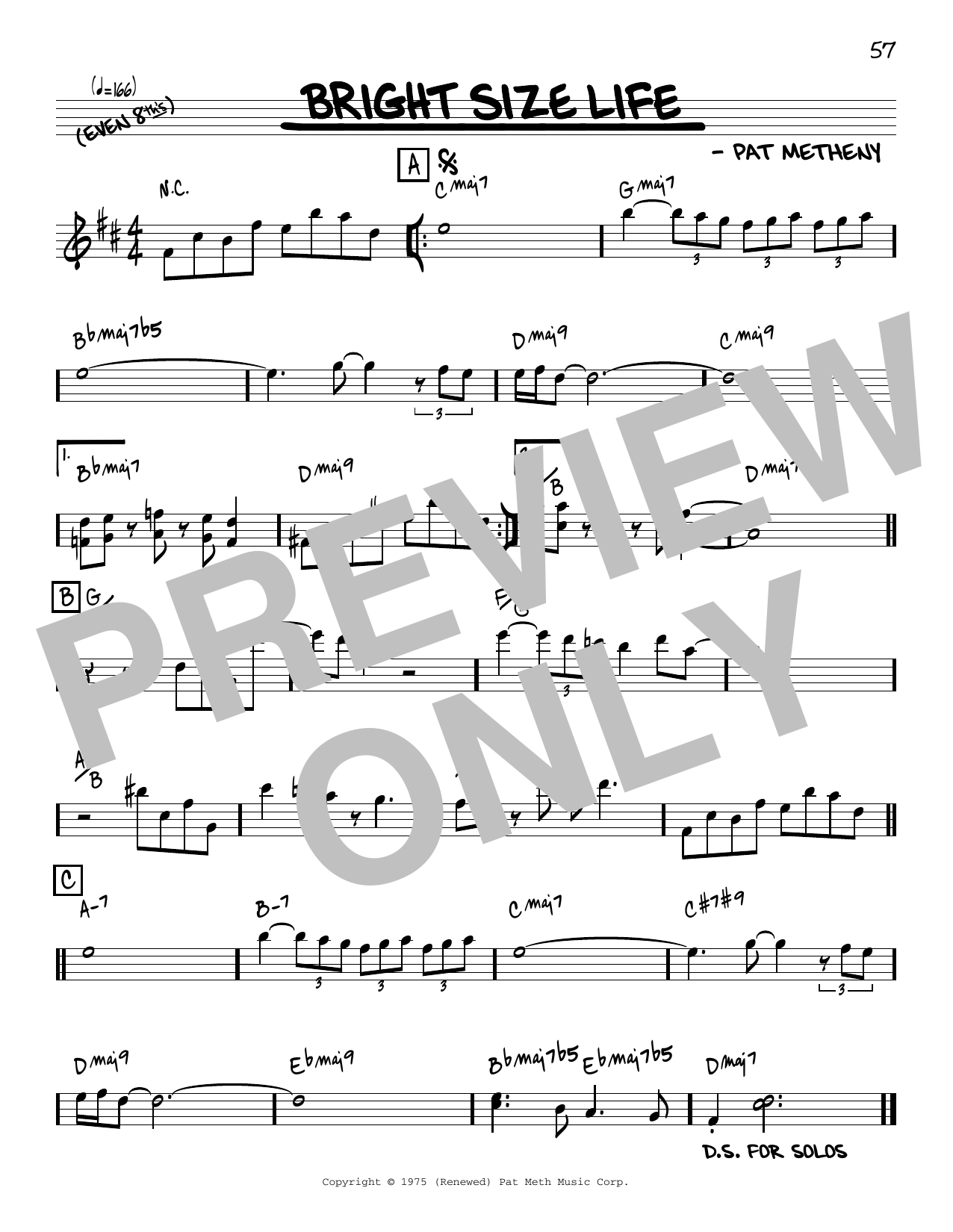 Download Pat Metheny Bright Size Life [Reharmonized version] Sheet Music