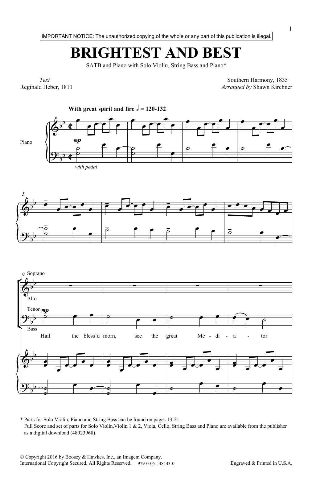 Download Shawn Kirchner Brightest And Best Sheet Music
