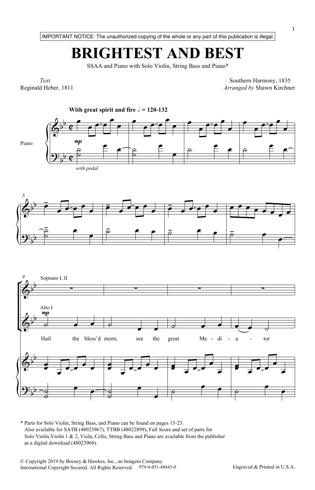 Download Shawn Kirchner Brightest And Best Sheet Music