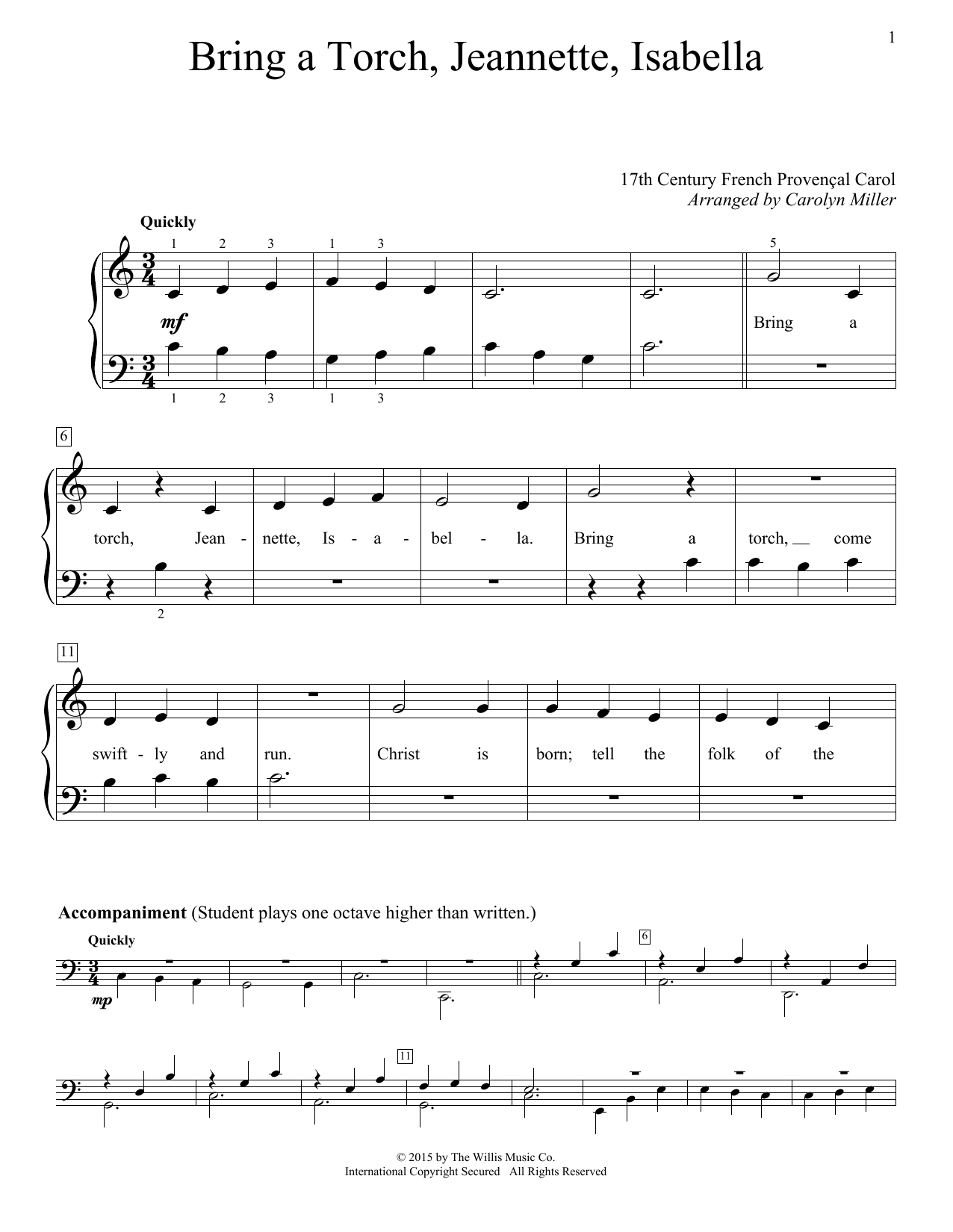 Download Traditional Carol Bring A Torch, Jeannette, Isabella Sheet Music