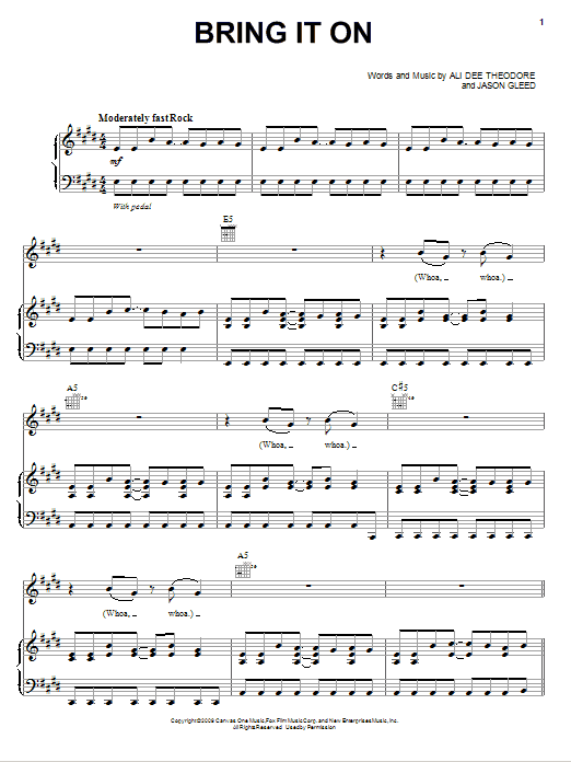 Download Alvin And The Chipmunks Bring It On Sheet Music