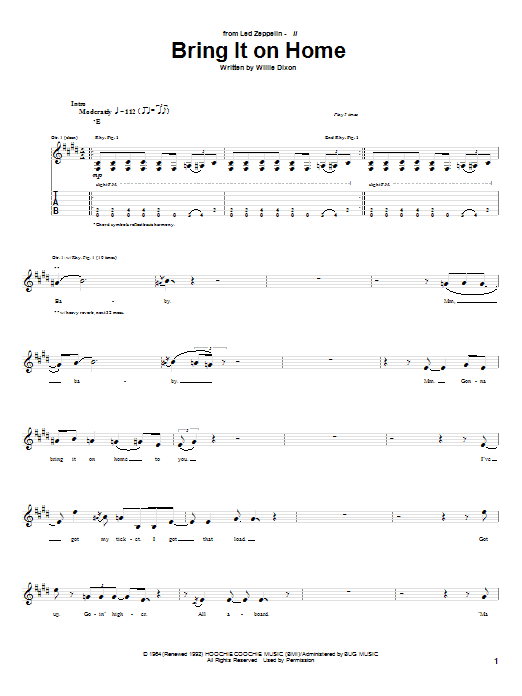 Download Led Zeppelin Bring It On Home Sheet Music