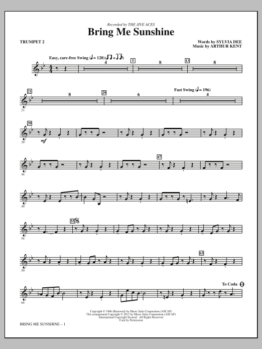 Download Kirby Shaw Bring Me Sunshine - Bb Trumpet 2 Sheet Music