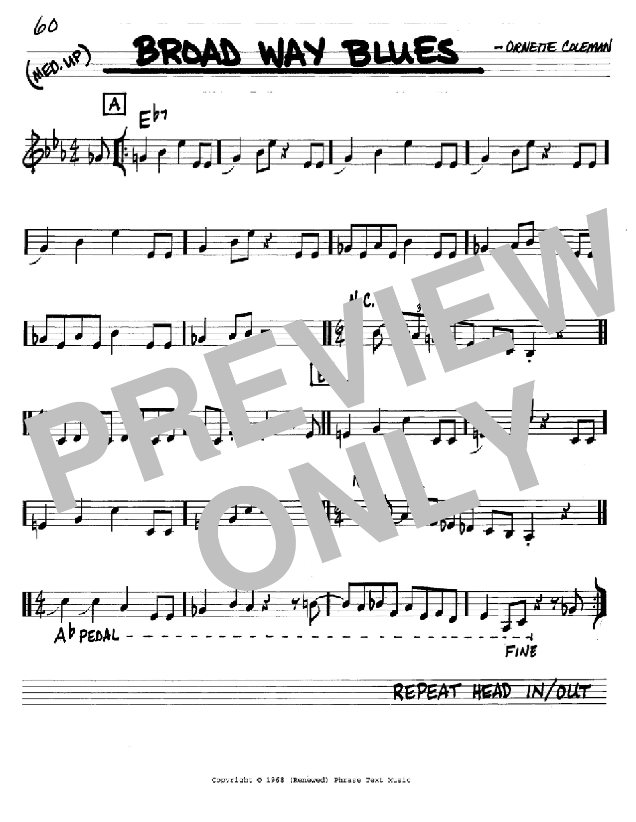 Download Ornette Coleman Broad Way Blues Sheet Music