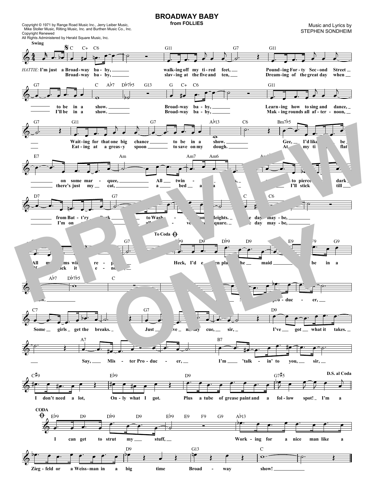 Download Stephen Sondheim Broadway Baby Sheet Music