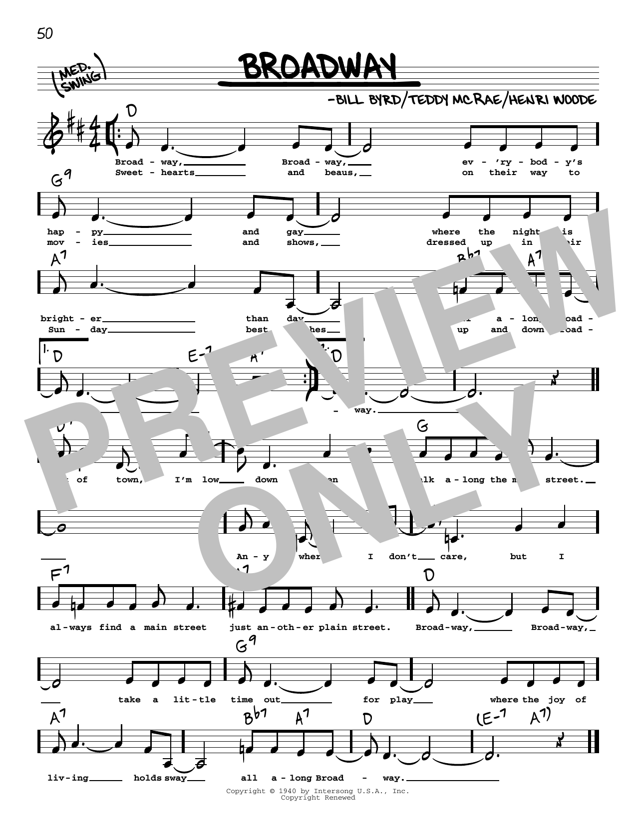 Download Count Basie Broadway (Low Voice) Sheet Music