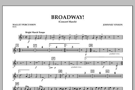 Download Johnnie Vinson Broadway! - Mallet Percussion Sheet Music