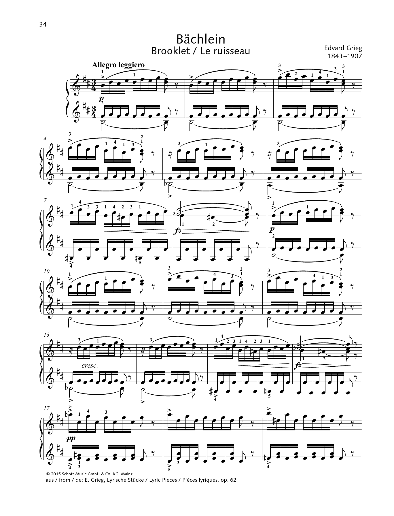 Download Edvard Grieg Brooklet Sheet Music